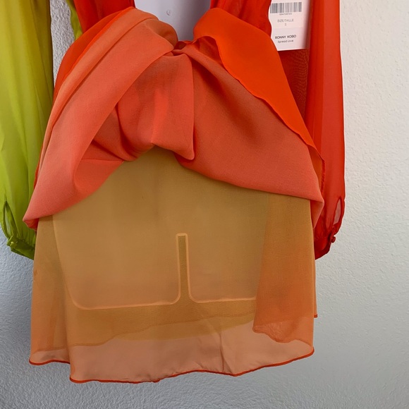 Ronny Kobo Timbra Ombre Chiffon Open V Back Dress Sz S - Picture 7 of 16